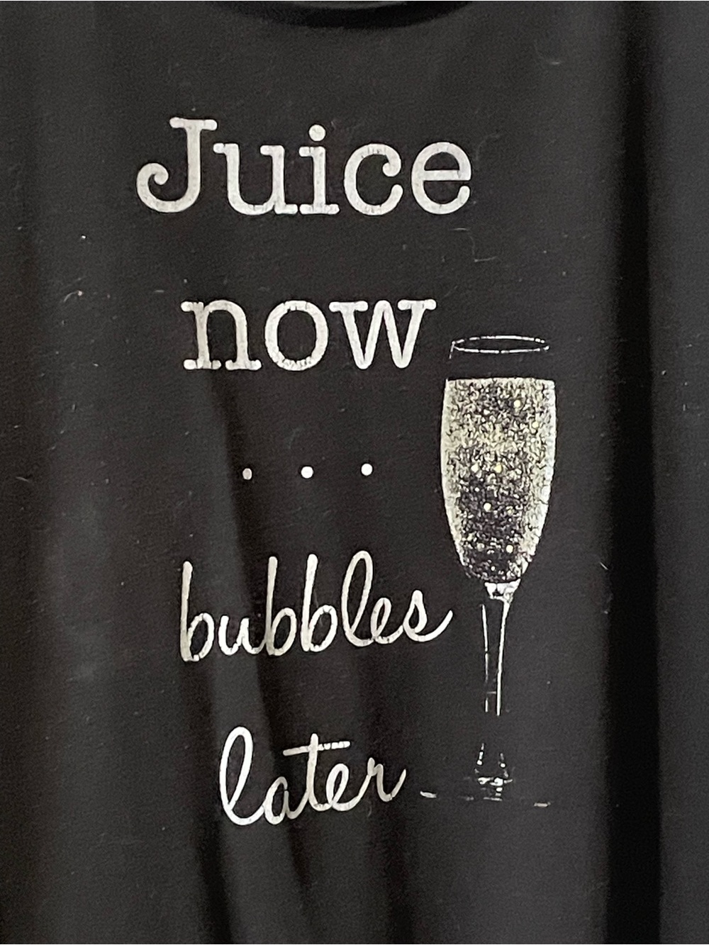 Juice Now Bubbles Later Black Party T-Shirt & sweat line fe tee sz 2x